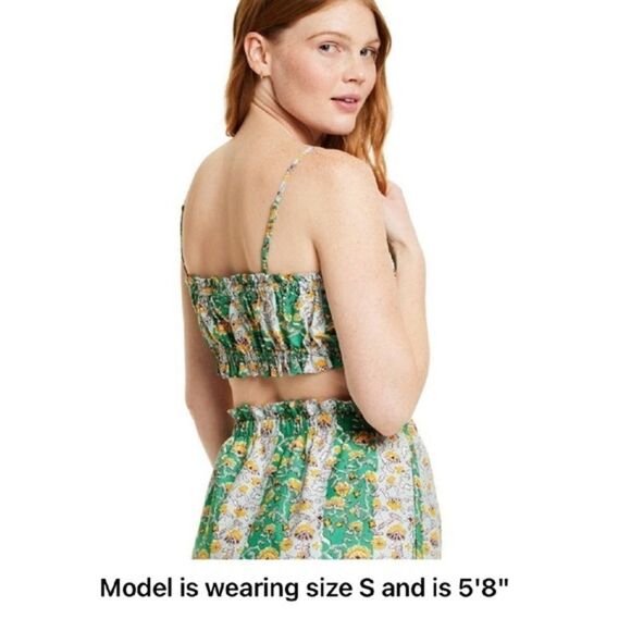 RHODE x Target whimsical Green floral spaghetti strap crop bra top size medium - Picture 2 of 10